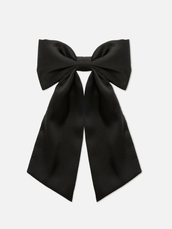Primark Textured Bow Hair Clip Black Clearance