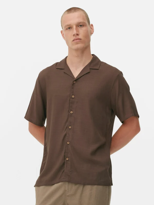 Primark Textured Short Sleeve Shirt Brown Store