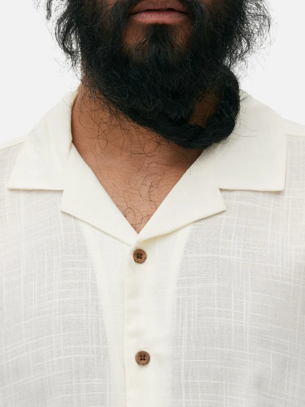 Primark Textured Short Sleeve Shirt White Clearance