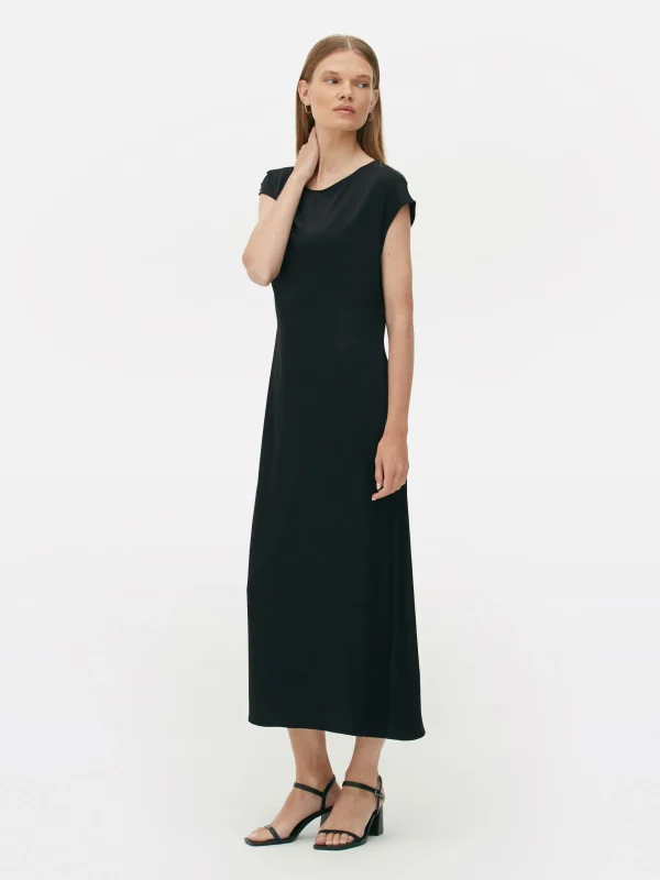 Primark The Edit Satin Midi Dress Black Cheap