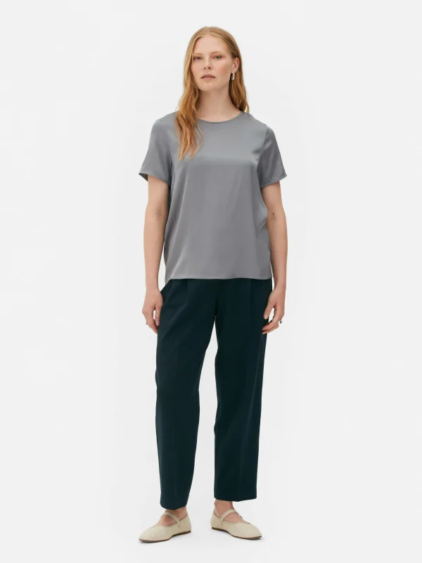 Primark The Edit Satin T-Shirt Light Gray Store