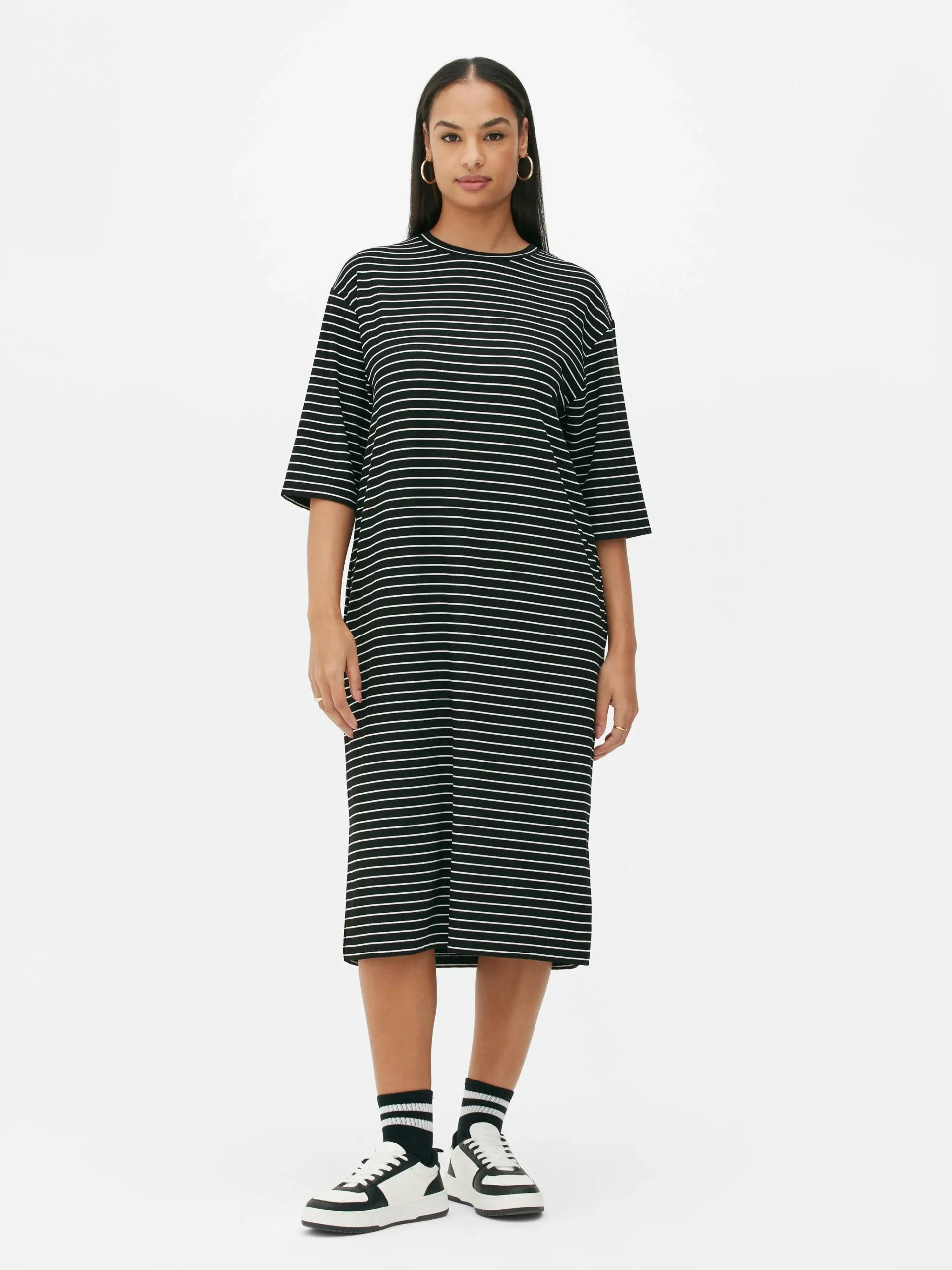 Primark The Edit T-Shirt Midi Dress Black/White Cheap