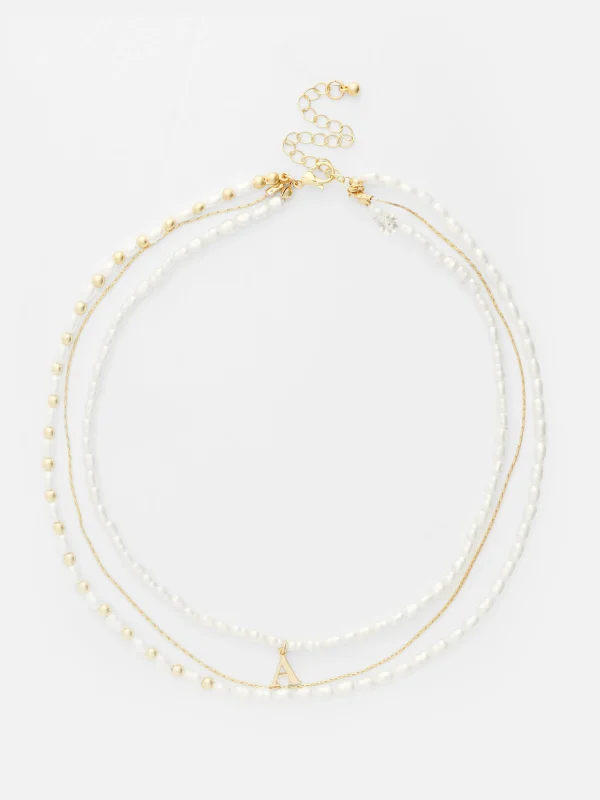 Primark Three Row Initial Necklace Yellow Discount