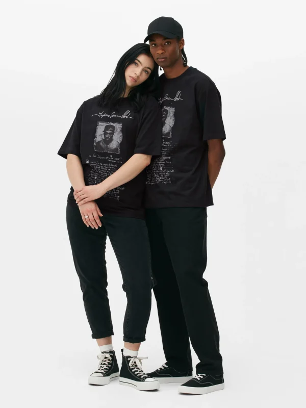 Primark Tupac Script Graphic T-Shirt Black Shop