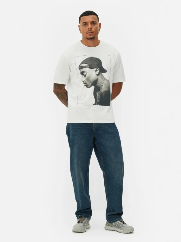 Primark Tupac T-Shirt White Clearance