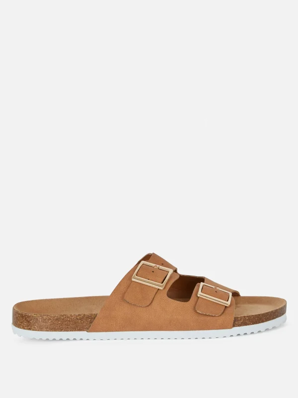 Primark Two Strap Buckle Sandals Tan Cheap