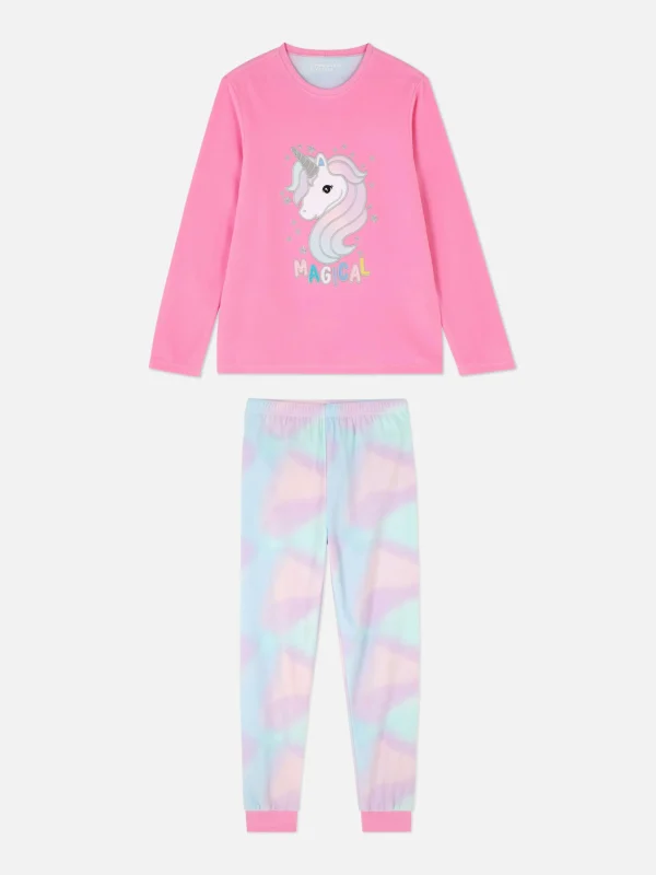 Primark Unicorn Fleece Pajamas Pink Flash Sale