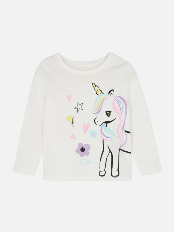 Primark Unicorn Graphic T-Shirt White New