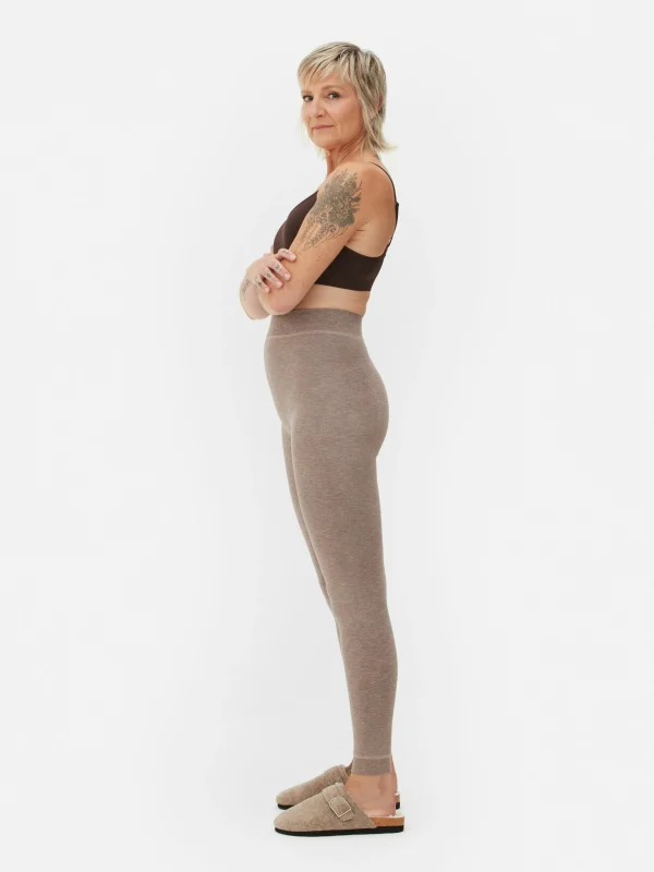 Primark Velvet Plush Lined Leggings Mocha Hot