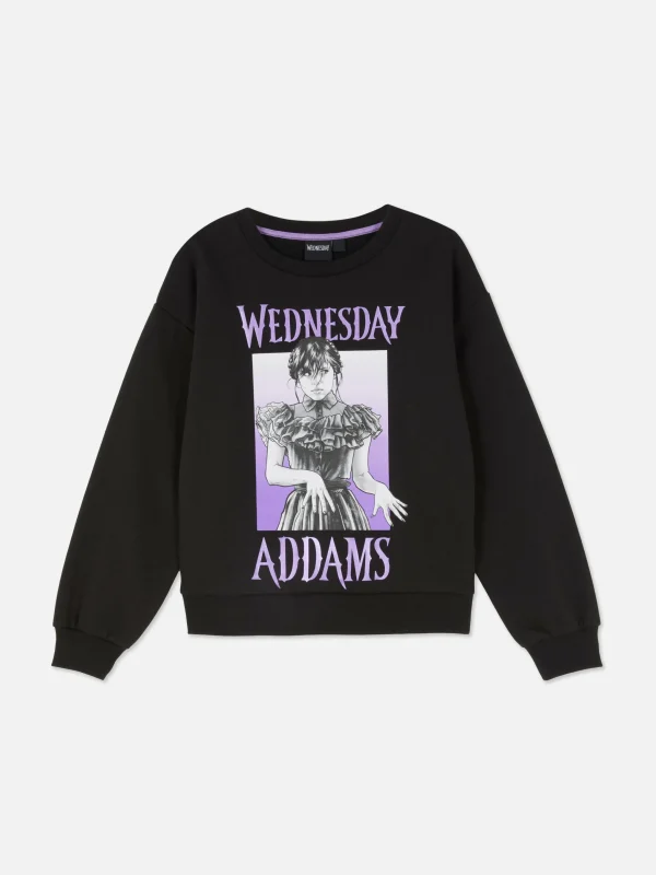 Primark Wednesday Addams Graphic Sweatshirt Black Fashion