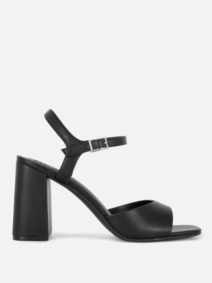 Primark Wide Fit Curved Strap Block Heels Black Sale