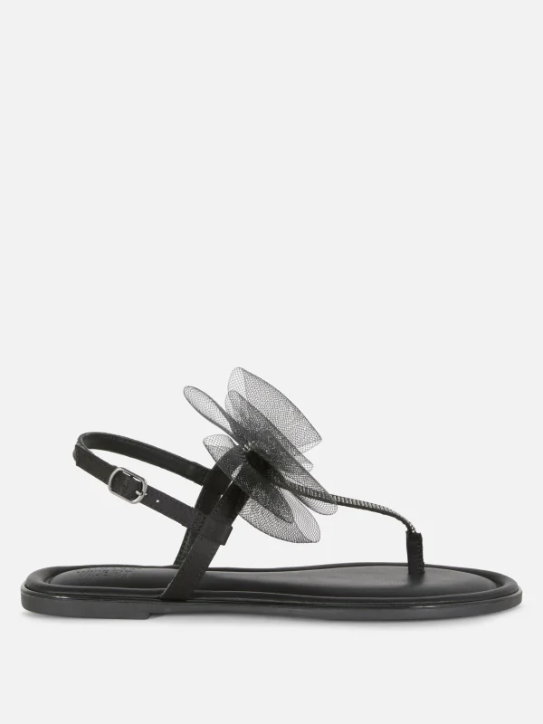 Primark Wide Fit Mesh Bow Sandals Black Outlet