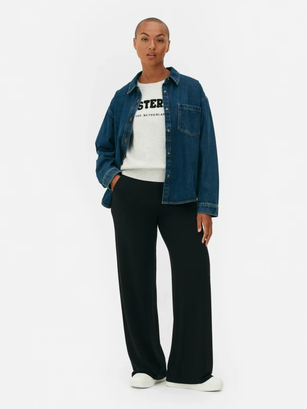 Primark Wide-Leg Leggings Black New