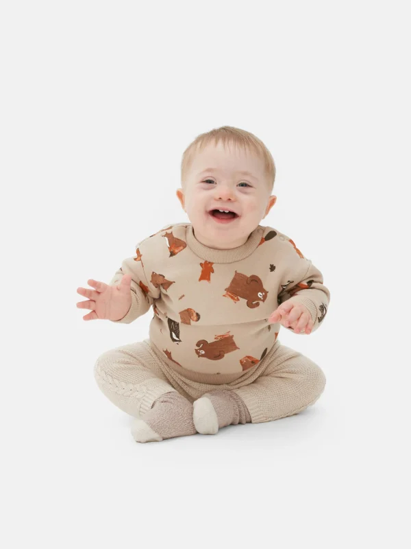 Primark Woodland Animal Crew Sweatshirt Ivory Cheap
