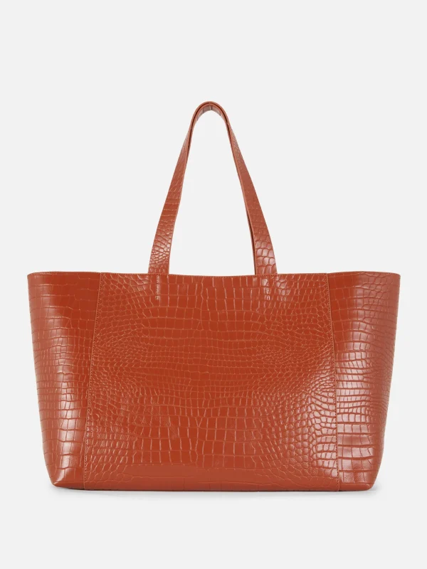 Primark XL Mock Croc Shopper Burnt Orange Fashion
