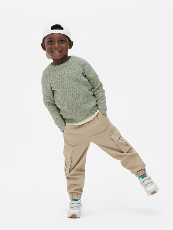 Primark Younger Boy Waffle Knit Sweater Green Clearance
