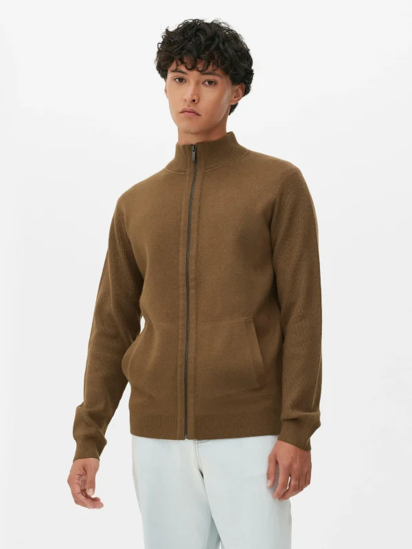 Primark Zip Cardigan Brown Hot