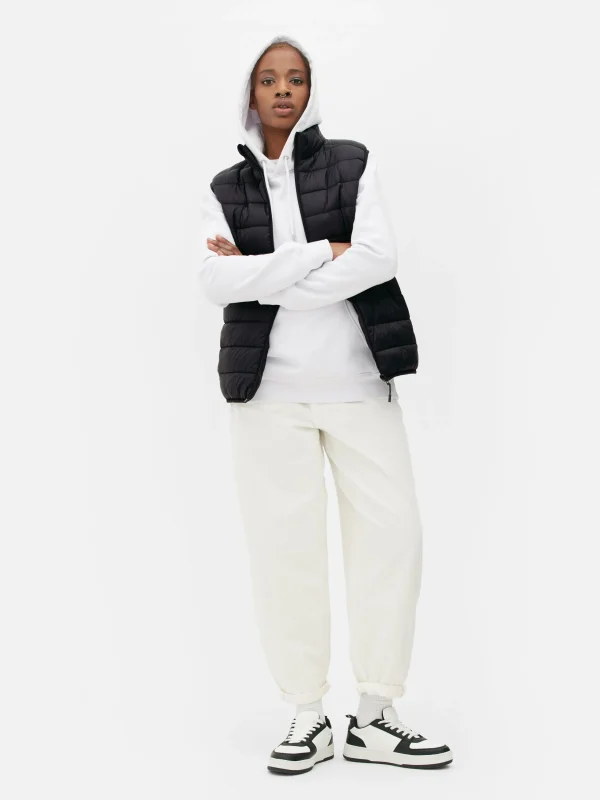 Primark Zip Puffer Vest Black New
